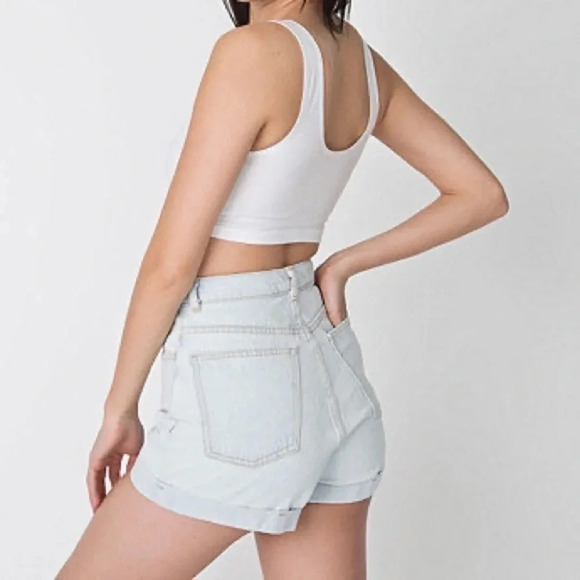 American Apparel  Womens Denim High-Waist Cuff Short Size 24 - Picture 1 of 6